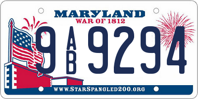MD license plate 9AB9294