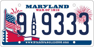 MD license plate 9AB9333