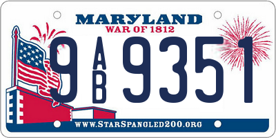 MD license plate 9AB9351