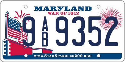 MD license plate 9AB9352
