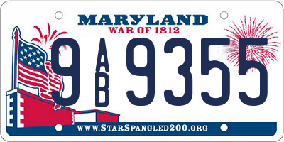MD license plate 9AB9355