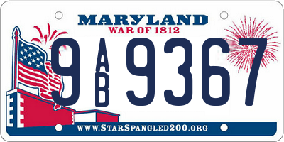 MD license plate 9AB9367