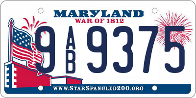 MD license plate 9AB9375