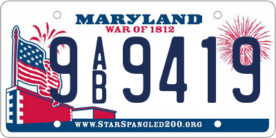 MD license plate 9AB9419