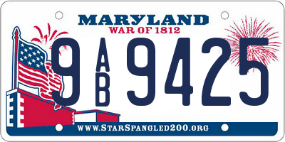 MD license plate 9AB9425