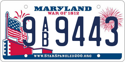 MD license plate 9AB9443