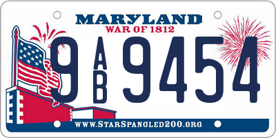 MD license plate 9AB9454