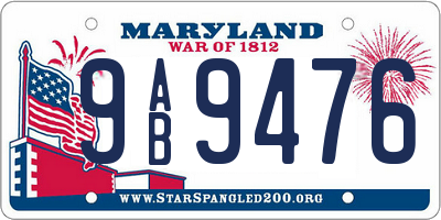 MD license plate 9AB9476