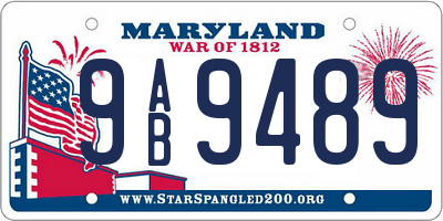 MD license plate 9AB9489