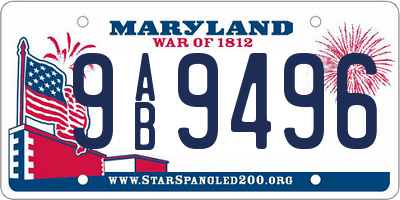 MD license plate 9AB9496