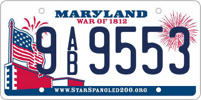 MD license plate 9AB9553