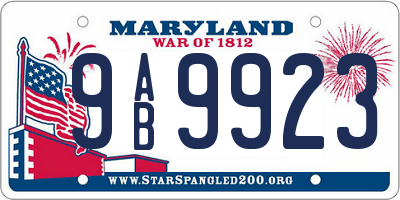 MD license plate 9AB9923