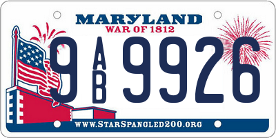 MD license plate 9AB9926