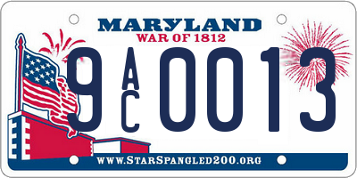 MD license plate 9AC0013