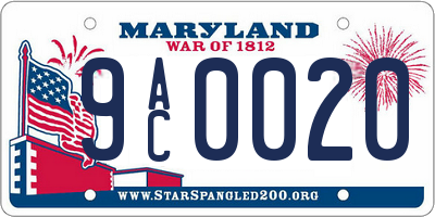 MD license plate 9AC0020