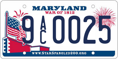 MD license plate 9AC0025