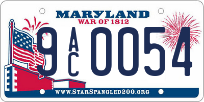 MD license plate 9AC0054