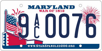 MD license plate 9AC0076