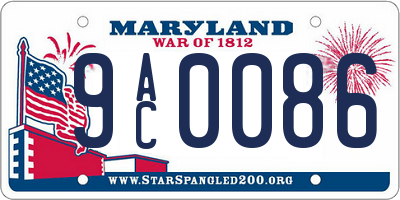 MD license plate 9AC0086
