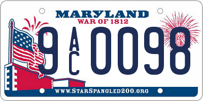 MD license plate 9AC0098