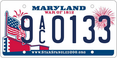 MD license plate 9AC0133