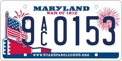 MD license plate 9AC0153