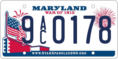 MD license plate 9AC0178
