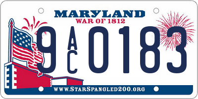 MD license plate 9AC0183