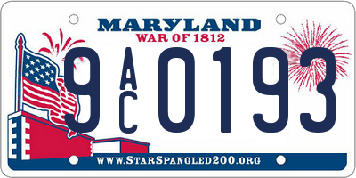 MD license plate 9AC0193