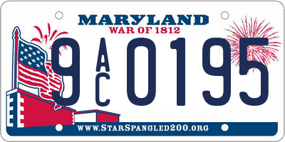 MD license plate 9AC0195