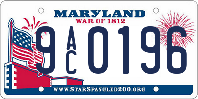 MD license plate 9AC0196