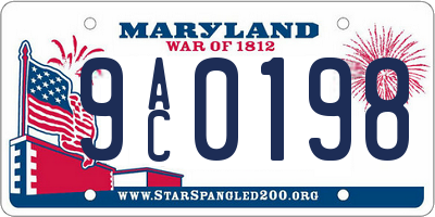 MD license plate 9AC0198