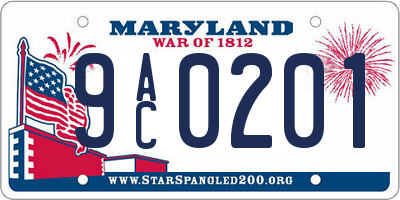 MD license plate 9AC0201