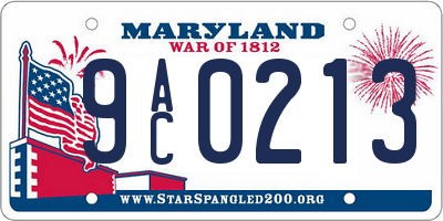 MD license plate 9AC0213