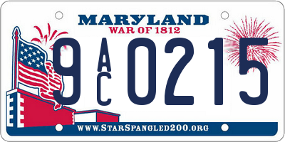 MD license plate 9AC0215