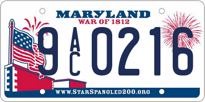 MD license plate 9AC0216