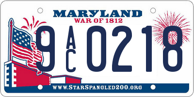 MD license plate 9AC0218
