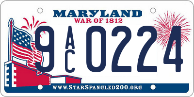 MD license plate 9AC0224