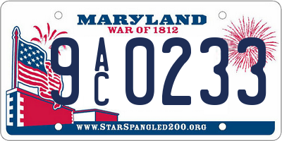 MD license plate 9AC0233