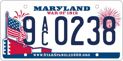 MD license plate 9AC0238