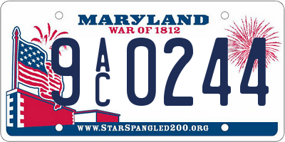 MD license plate 9AC0244