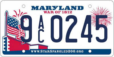 MD license plate 9AC0245