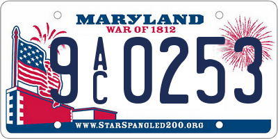 MD license plate 9AC0253