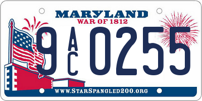 MD license plate 9AC0255
