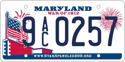 MD license plate 9AC0257