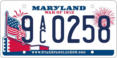 MD license plate 9AC0258