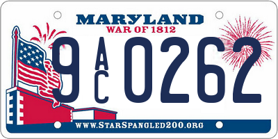 MD license plate 9AC0262