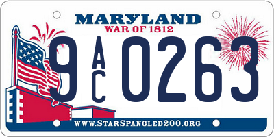 MD license plate 9AC0263