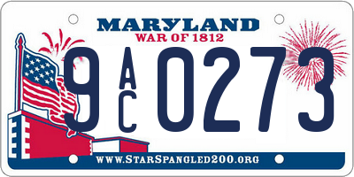 MD license plate 9AC0273