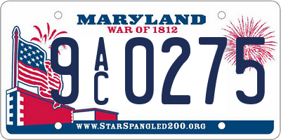 MD license plate 9AC0275